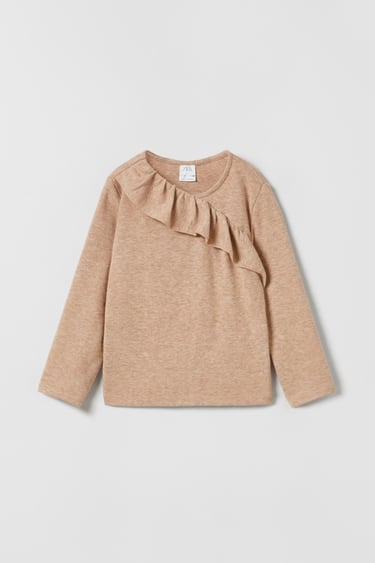 Image 0 of SOFT TOUCH RUFFLED T-SHIRT from Zara