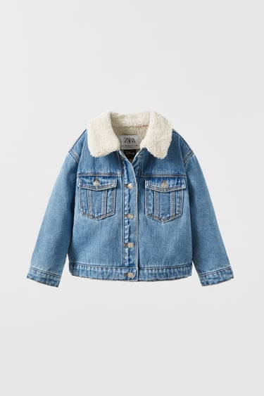 Image 0 of MINNIE MOUSE © DISNEY FAUX SHEARLING DENIM JACKET from Zara