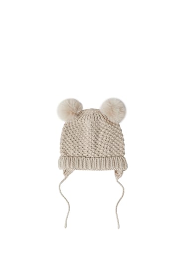 Image 0 of BABY/ KNIT BEANIE WITH POMPOMS from Zara