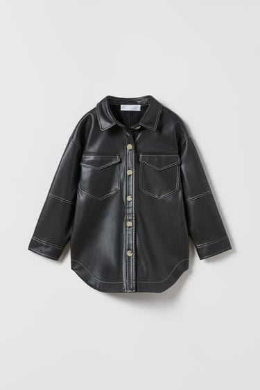 Image 0 of FAUX LEATHER OVERSHIRT from Zara