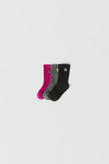 Image 0 of BABY/ PACK OF THREE LONG EMBROIDERED SOCKS from Zara