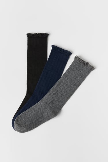 Image 0 of KIDS/ LONG LACE-TRIMMED SOCKS from Zara