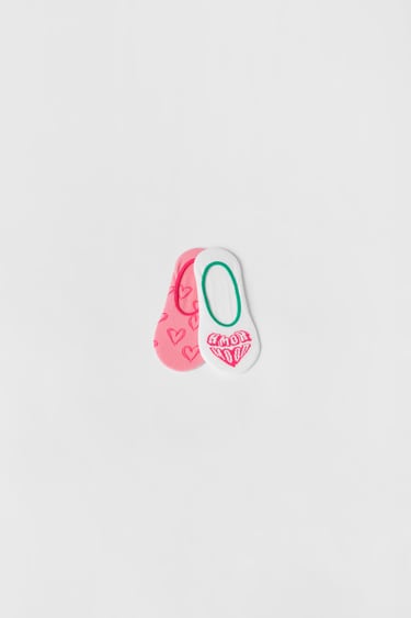 KIDS/ PACK OF TWO HEART PRINT NO-SHOW SOCKS