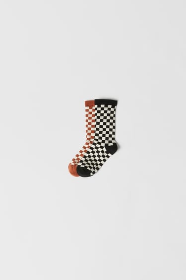 Image 0 of KIDS/ PACK OF TWO CHECK PRINT SOCKS from Zara