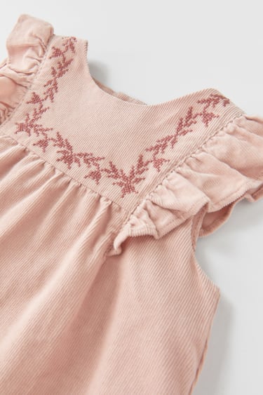 Image 0 of EMBROIDERED NEEDLECORD DRESS from Zara