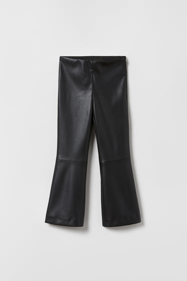 Image 0 of FAUX LEATHER FLARED TROUSERS from Zara