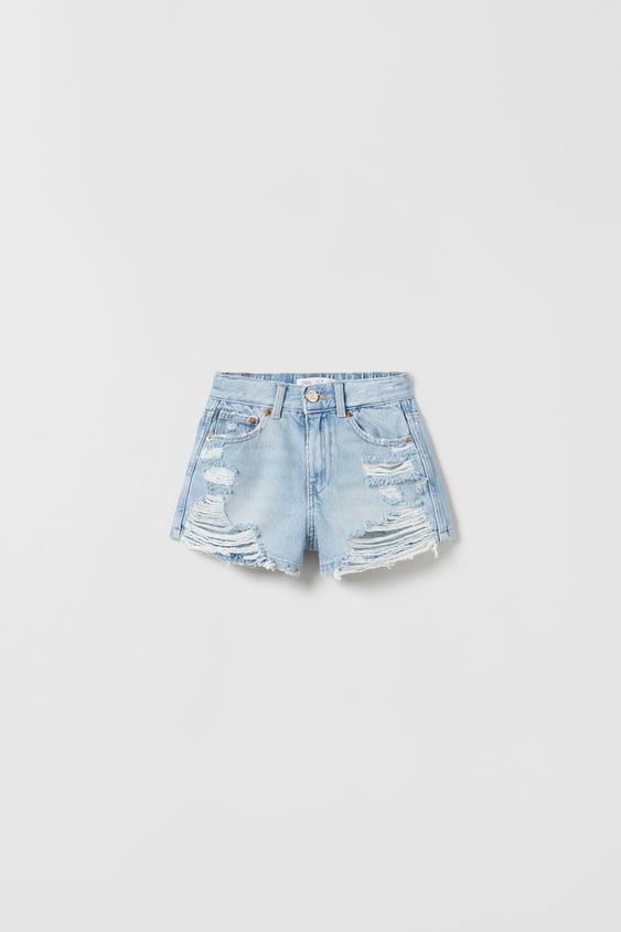Zara distressed denim shorts Clearance