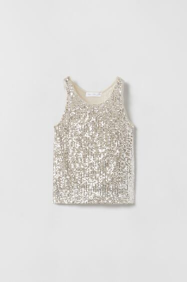 Image 0 of SEQUINNED T-SHIRT from Zara