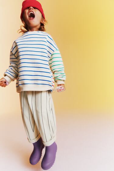 Image 0 of STRIPED PLUSH JERSEY TROUSERS from Zara