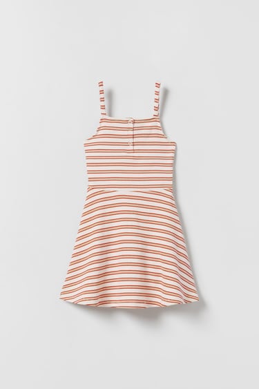 STRIPED DRESS WITH RIBBED TRIMS