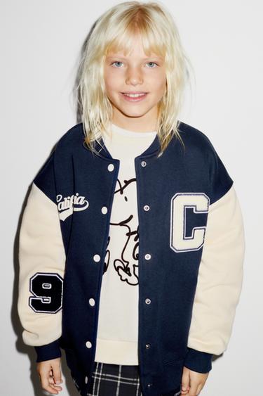 Zara Kids JAKET BOMBER VARSITY ANEKA TEMPELAN - Biru navy | ZARA Indonesia