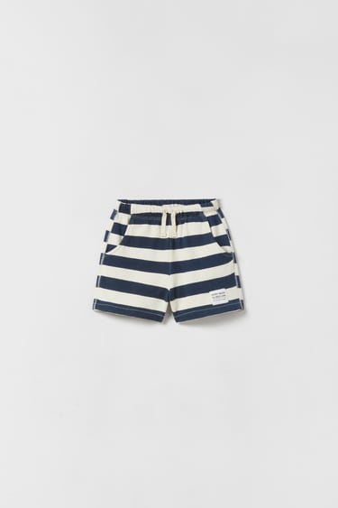 STRIPED BERMUDA SHORTS WITH LABEL DETAIL