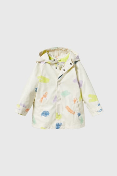 Image 0 of RUBBERIZED PAINTING PATTERN RAINCOAT from Zara
