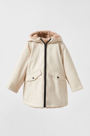 Image 0 of RUBBERISED PARKA WITH FAUX SHEARLING LINING from Zara