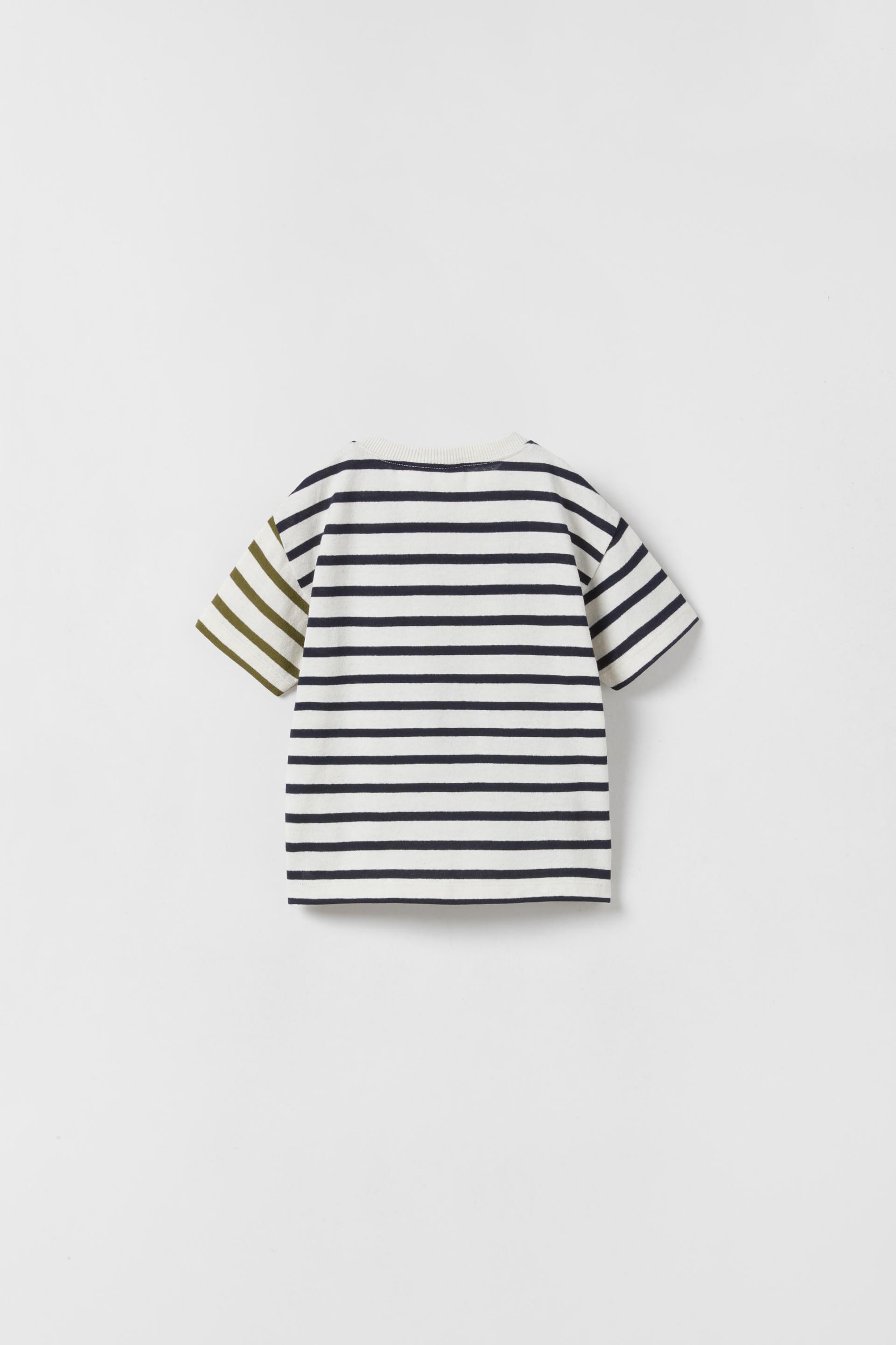 CONTRAST STRIPE T-SHIRT - Ecru | ZARA United States