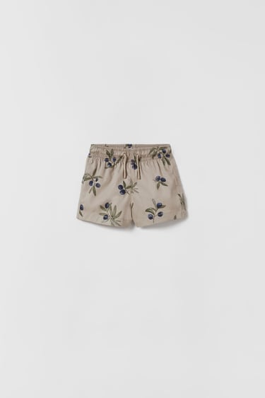 BABY/ BADEHOSE MIT OLIVEN-MUSTER IN AQUARELL-OPTIK