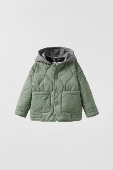 Image 0 of WATER REPELLENT HOODED PUFFER JACKET from Zara