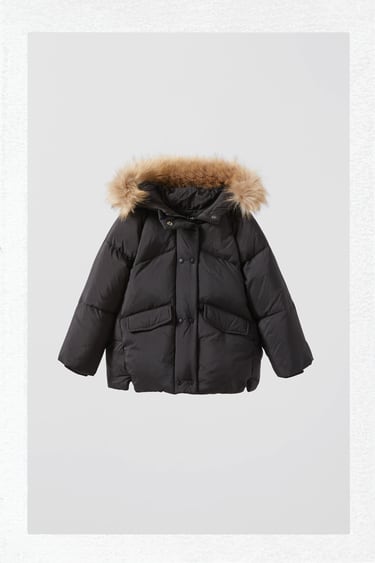 Image 0 of FEATHER AND DOWN PUFFER JACKET WITH SNAP BUTTONS from Zara