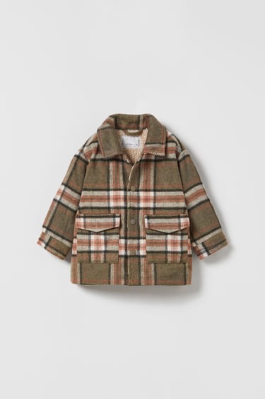 Image 0 of FAUX SHEARLING PLAID JACKET from Zara