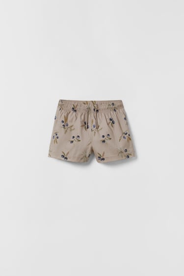 KIDS/ SWIM SHORTS WITH WATERCOLOUR OLIVES