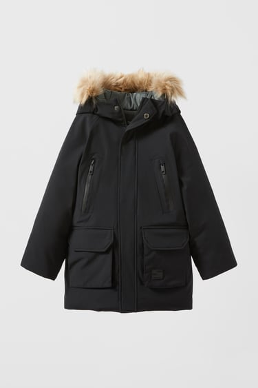 Image 0 of DOWN FEATHER PARKA WITH DETACHABLE FAUX FUR from Zara