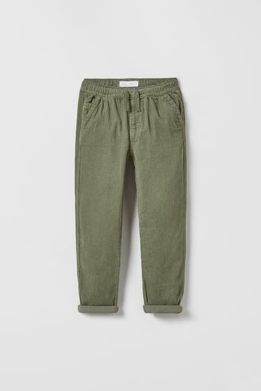 Image 0 of CORDUROY TROUSERS WITH ELASTIC WAIST from Zara