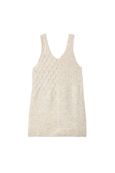 Image 0 of PATCHWORK KNIT PINAFORE DRESS from Zara