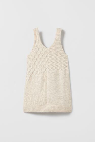 Image 0 of KNIT PATCHWORK PINAFORE DRESS from Zara
