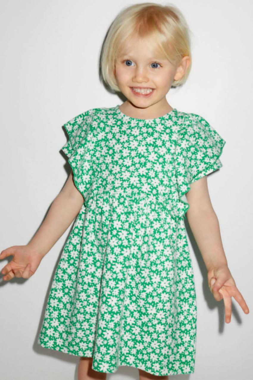 VESTIDO JACQUARD FLORES Verde ZARA Chile
