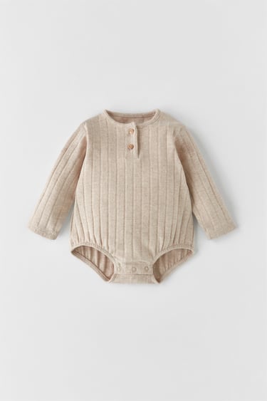 Image 0 of RIBBED BODYSUIT WITH PLACKET from Zara