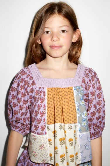 Image 0 of CROCHET PATCHWORK BLOUSE from Zara