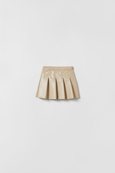 Image 0 of BOX PLEAT FAUX LEATHER SKIRT from Zara