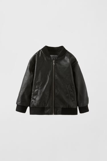 Image 0 of FAUX LEATHER BOMBER JACKET WITH DETACHABLE HOOD from Zara