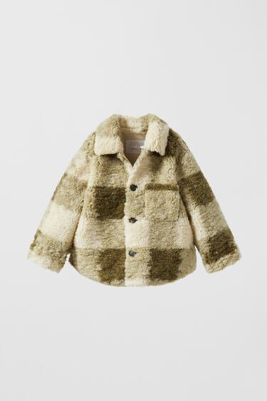 Image 0 of FAUX SHEARLING CHECK OVERSHIRT from Zara