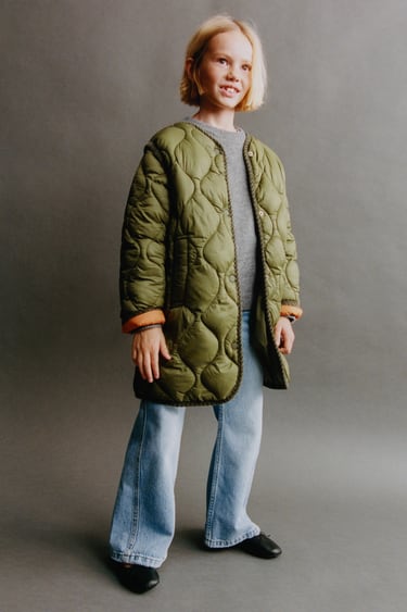 Image 0 of QUILTED CORDUROY COAT WITH PIPING DETAILS from Zara
