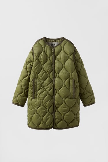 Image 0 of QUILTED CORDUROY COAT WITH PIPING DETAILS from Zara