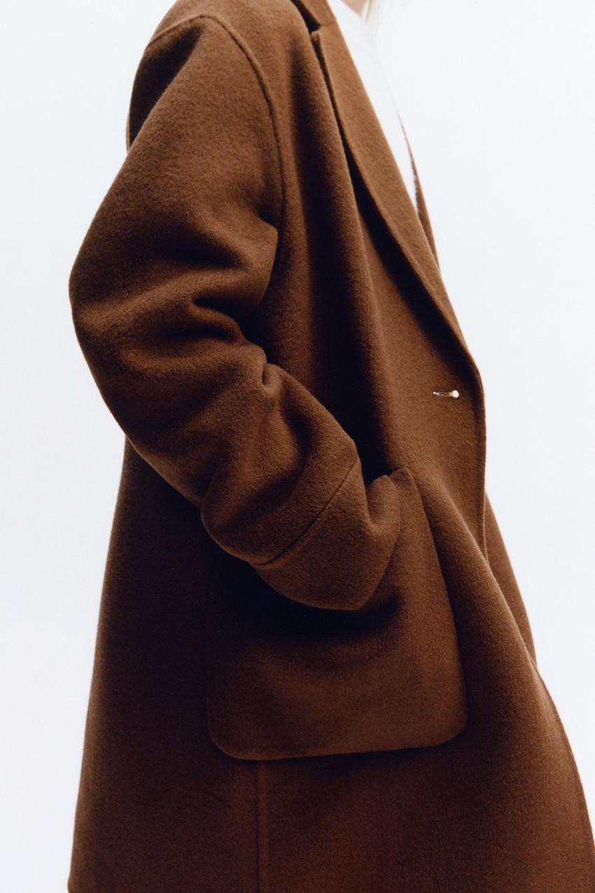 Dark brown coat zara Clearance