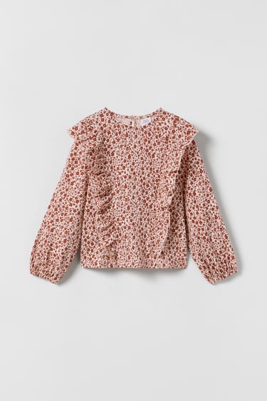 Image 0 of FLORAL RUFFLED T-SHIRT from Zara