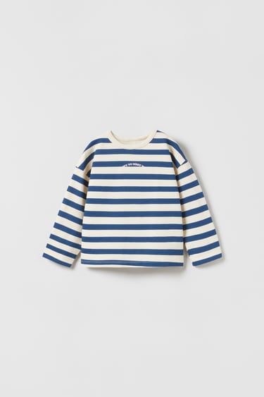Image 0 of TEXT PLUSH STRIPED T-SHIRT from Zara
