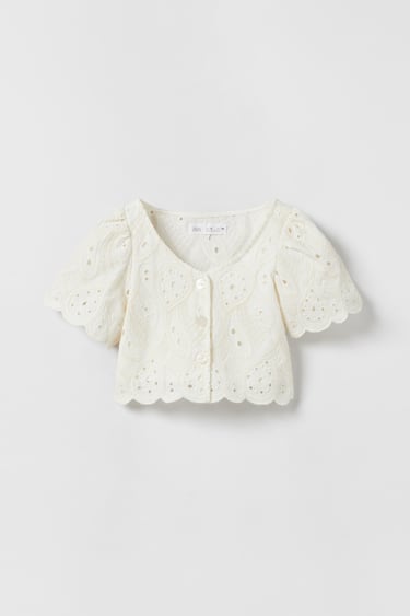 Image 0 of SWISS EMBROIDERY TOP from Zara