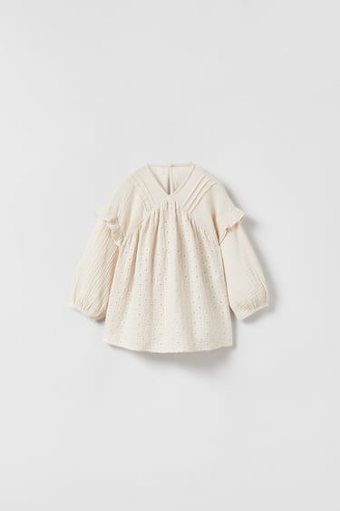 Image 0 of CONTRAST EMBROIDERED SHIRT WITH RUFFLES from Zara