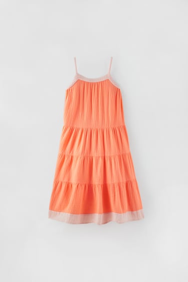 Image 0 of PIPED TEXTURED DRESS from Zara