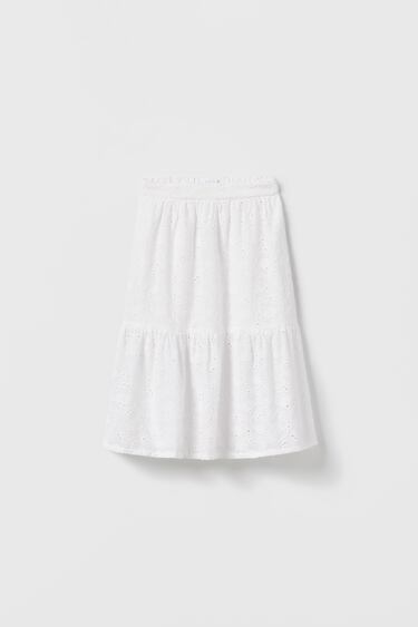 Image 0 of GINGHAM EMBROIDERY MIDI SKIRT from Zara