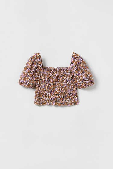 Image 0 of FLORAL PRINT TOP WITH ELASTIC from Zara