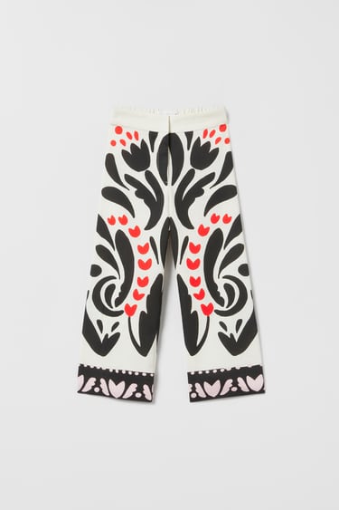 Image 0 of PRINTED LINEN BLEND TROUSERS from Zara