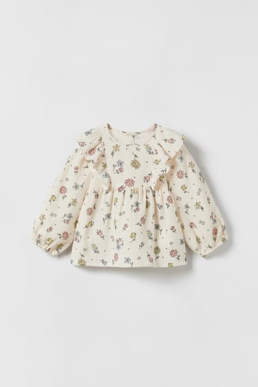 Image 0 of TEXTURED FLORAL SHIRT from Zara