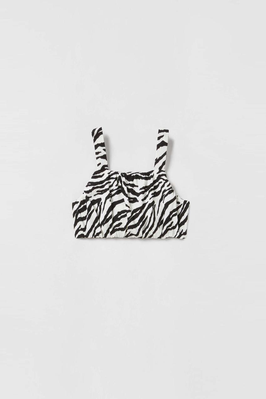 Animal print crop top zara Sale