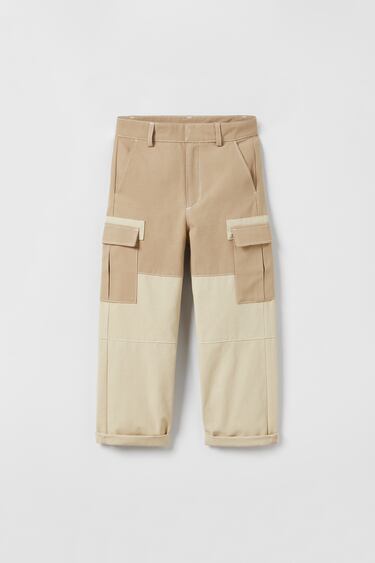 Image 0 of CANVAS COLOUR BLOCK CARGO TROUSERS - LIMITED EDITION from Zara