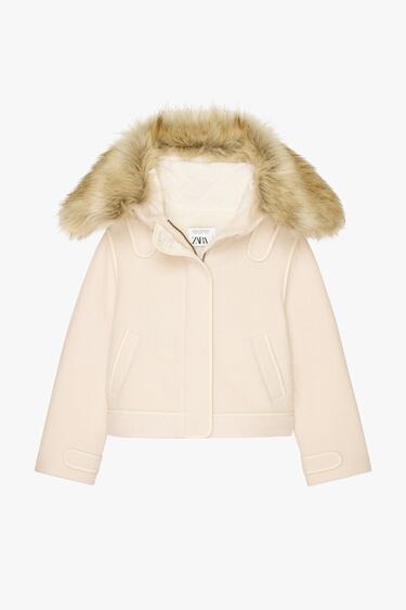 Image 0 of FAUX FUR PIPED JACKET from Zara