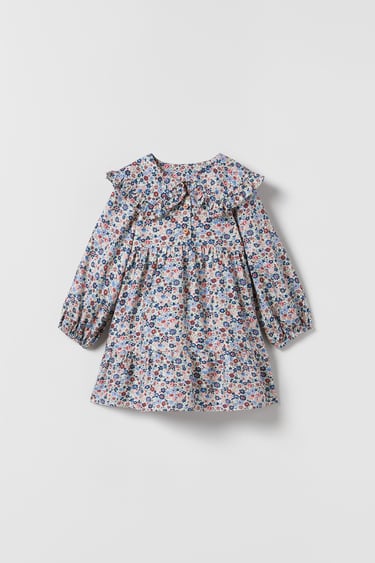 Image 0 of FLORAL BIB COLLAR DRESS from Zara